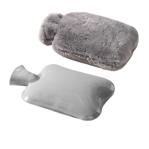 bouillotte eau chaude et sac flanelle grise