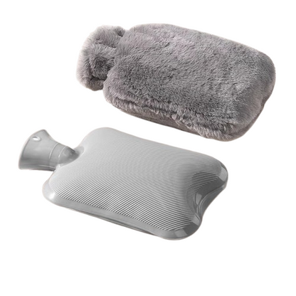 bouillotte eau chaude et sac flanelle grise