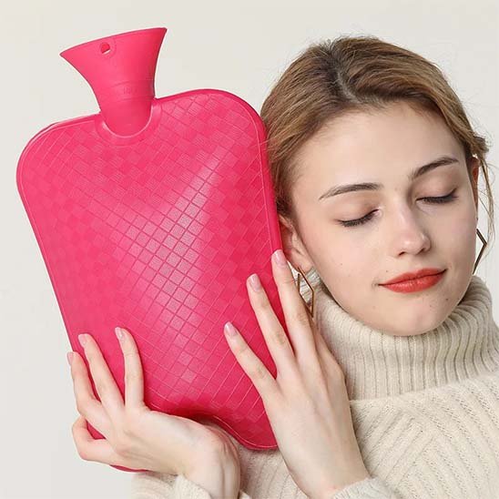 bouillotte eau chaude grand format rose
