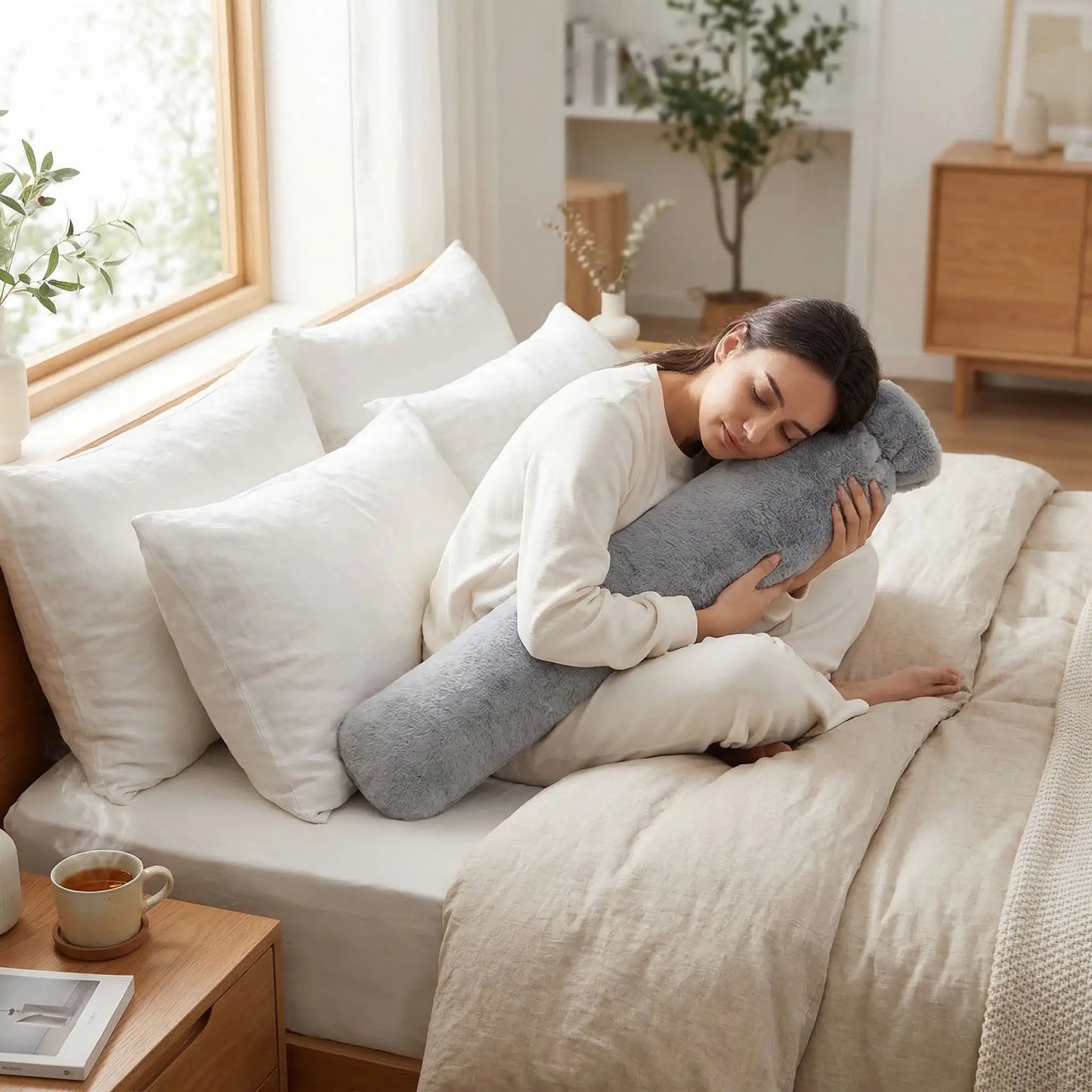 bouillotte geante longue grise pour le lit