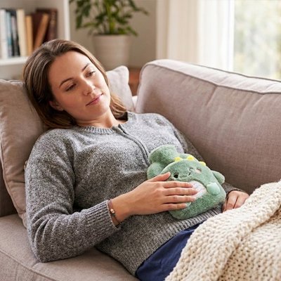 Bouillotte peluche ventre