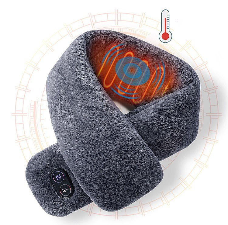 coussin chauffant cervicales masseur nuque reglable gris