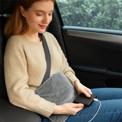 Coussin chauffant en voiture