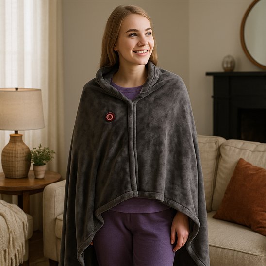 Couverture chauffante grise douce