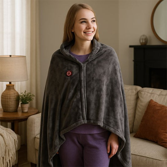 Couverture chauffante grise douce