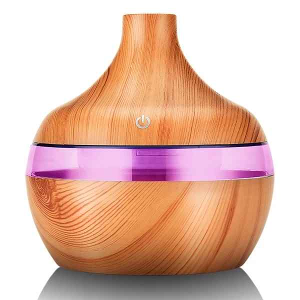 diffuseur huile essentielle bois clair lumiere led