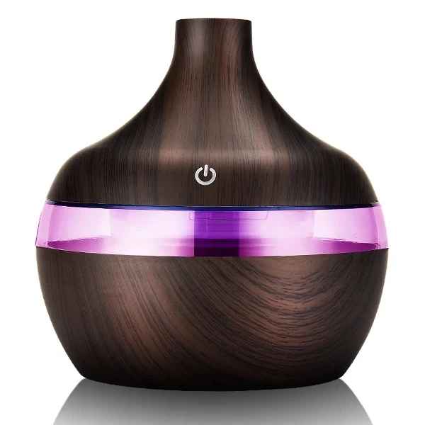 diffuseur huile essentielle bois foncé couleur led