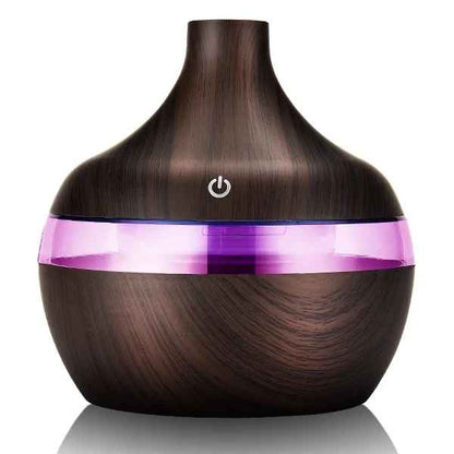 diffuseur huile essentielle bois foncé couleur led