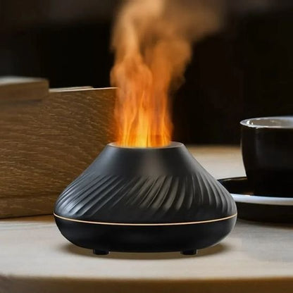diffuseur huile essentielle noir éclairage flamme orange