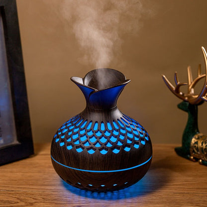 diffuseur huile essentielle vase noir lumiere bleue