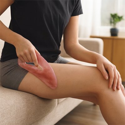 Gua sha corps drainage lymphatique cuisse