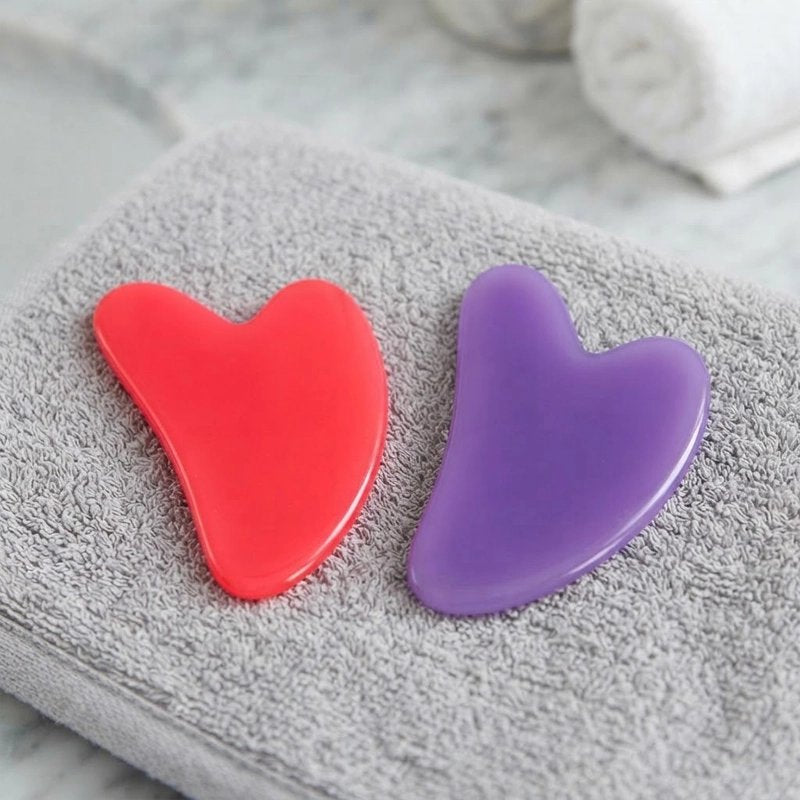 Gua sha visage kit resine rose et violet