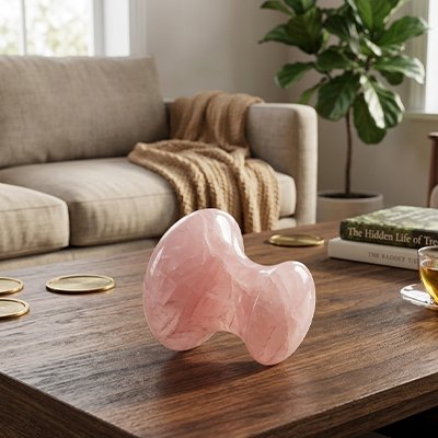 Gua sha visage quartz rose