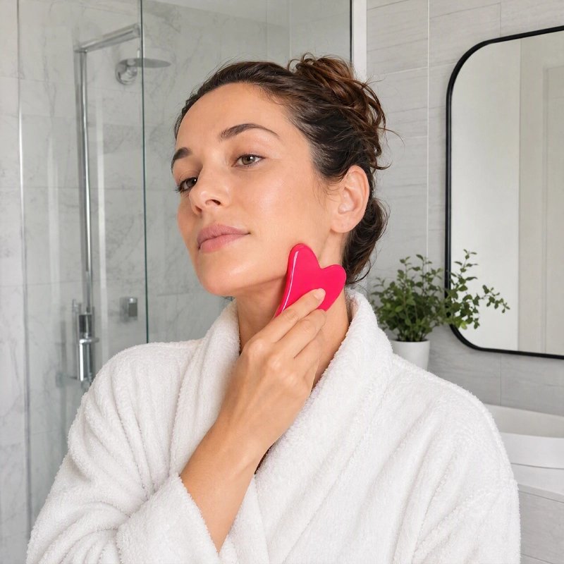Gua sha visage resine rose
