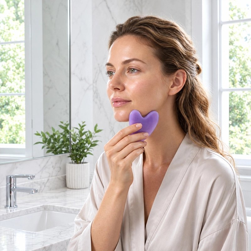 Gua sha visage violet en resine