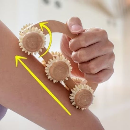 rouleau de massage en bois naturel