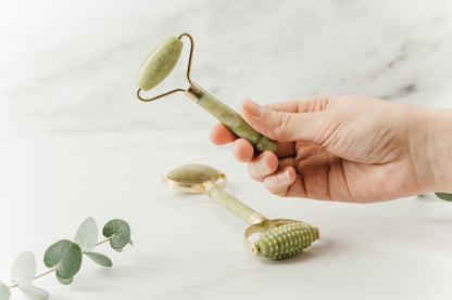 Gua sha jade vert | Coffret de 3 accessoires
