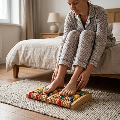 Rouleau de massage pour les pieds en bois