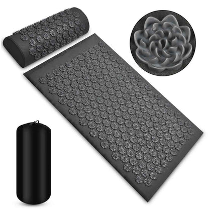 tapis d acupression gris avec coussin et sac